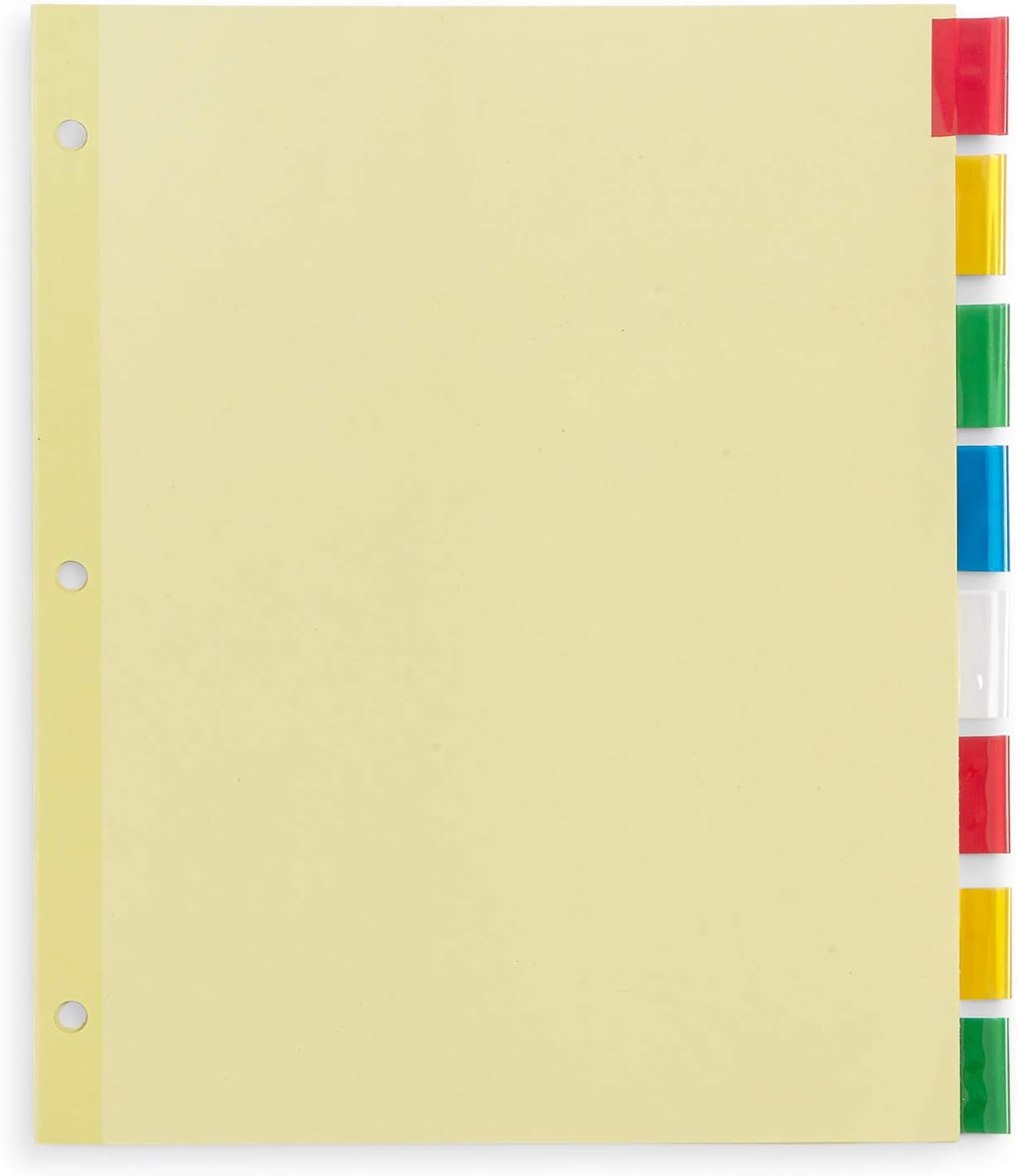 Blue Summit Supplies 8-Tab Binder Dividers, Manila Paper with Insertable Colored Plastic Tabs, Reinforced 3 Ring Dividers with Perforated Paper Tab Inserts, 6 Sets : Office Products