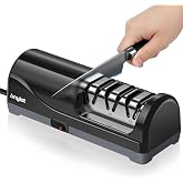 Electric Knife Sharpener for Kitchen, 3-Stage, 100% Diamond, Fast, Repair | Professional Knife Sharpener Electric 20&deg; Precision Angle Guide, Safe Sharpening for Chef Knives, Home Use &amp; Beginners