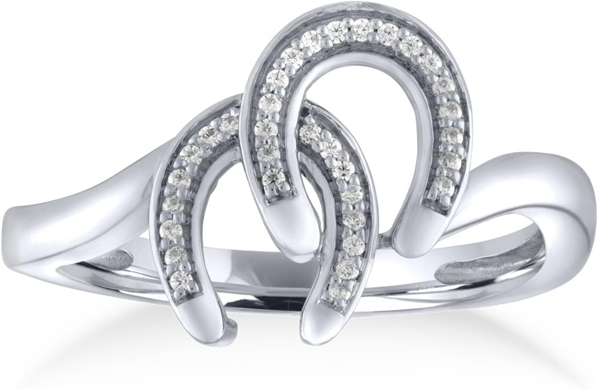 1/10ct Diamond Horseshoe Ring in Sterling Silver