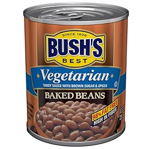 BUSH'S BEST Vegetarian Baked Beans, 8.3 Ounce Can (Pack of 12), Canned Beans, Baked Beans Canned, Vegetarian Food, Kosher, Source of Plant Based Protein and Fiber, Low Fat, Gluten Free
