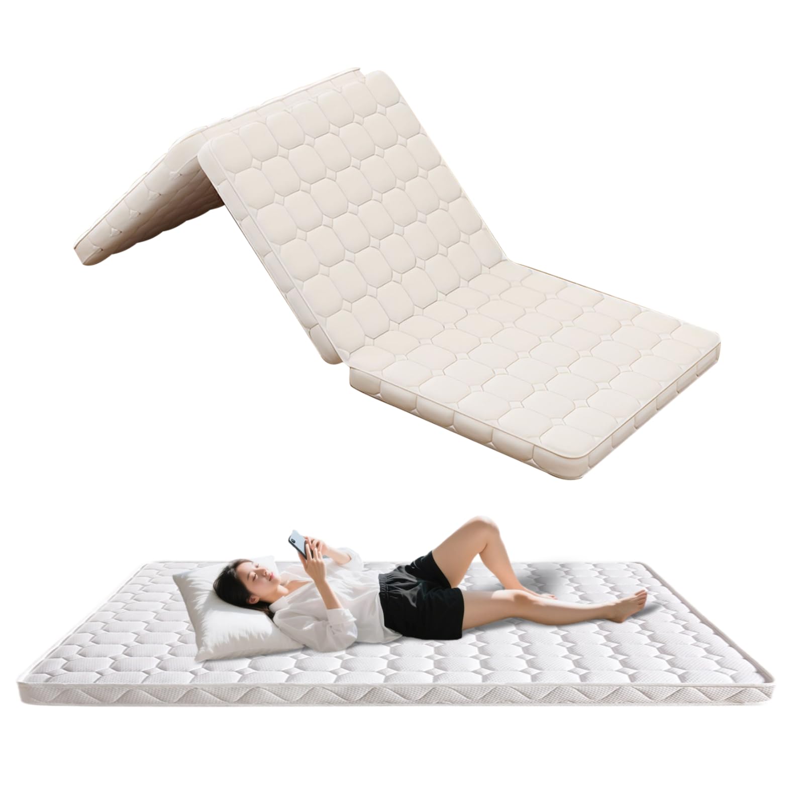 Dymhaoby Folding Mattress Single, 6cm Trifold