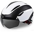 Shinmax Bike Helmet for Men Women, Bicycle Helmet with Detachable Magnetic Goggles Adjustable for Adult Road Biking Mountain Cycling Helmet (BC-001)