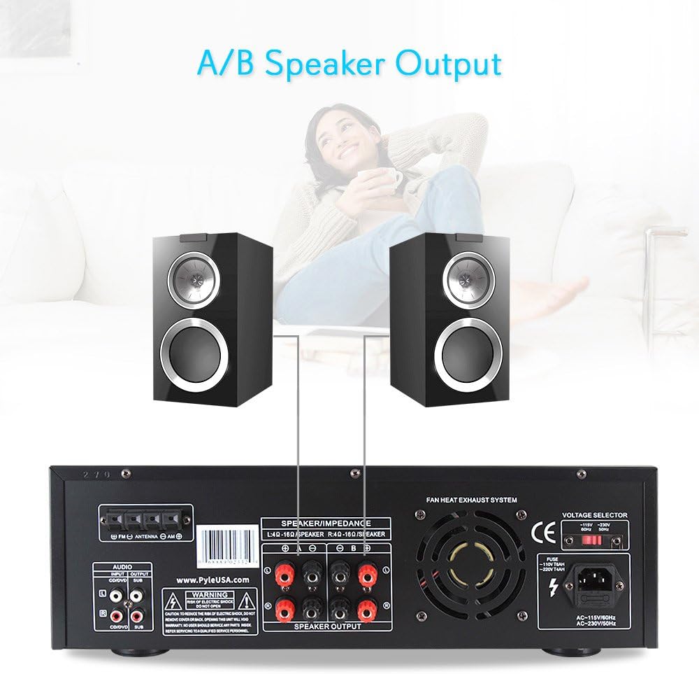 300W Digital Stereo Receiver System - AM/FM Qtz. Synthesized Tuner, USB/SD Card MP3 Player & Subwoofer Control, A/B Speaker, iPod/MP3 Input w/ Karaoke, Cable & Remote Sensor - PyleHome PT270AIU: Home Audio & Theater