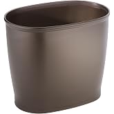 iDesign Slim Plastic Bathroom Trash Can, Bronze | Small Garbage Bin, For Bedroom, Office, Desk, Dorm