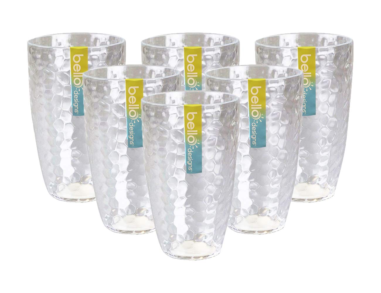 "Bello" Set of 6 Tall Clear Re-usable Plastic Tumbler Ideal for Picnics, BBQs & Parties