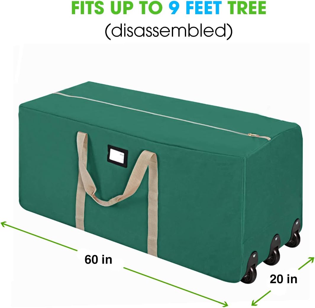 ProPik Xmas Rolling Tree Storage Bag, Fits Up to 9 ft. Tall Disassembled Holiday Tree, 25" X 20" X 60" - Image 4