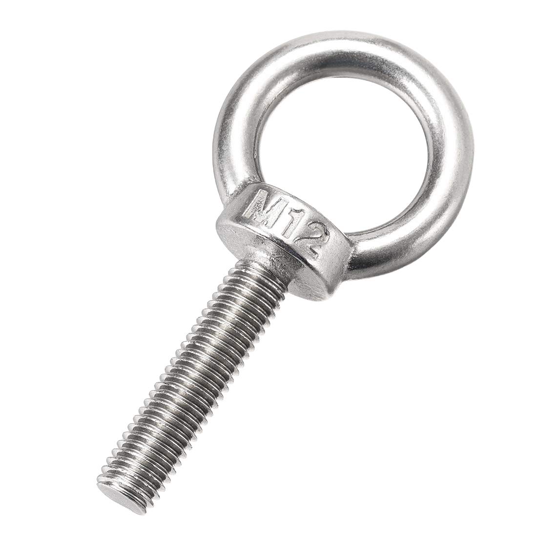 Sourcingmap Lifting Eye Bolt M12 x 50mm Male Thread 304 Stainless Steel for Hanging, Pack of 2
