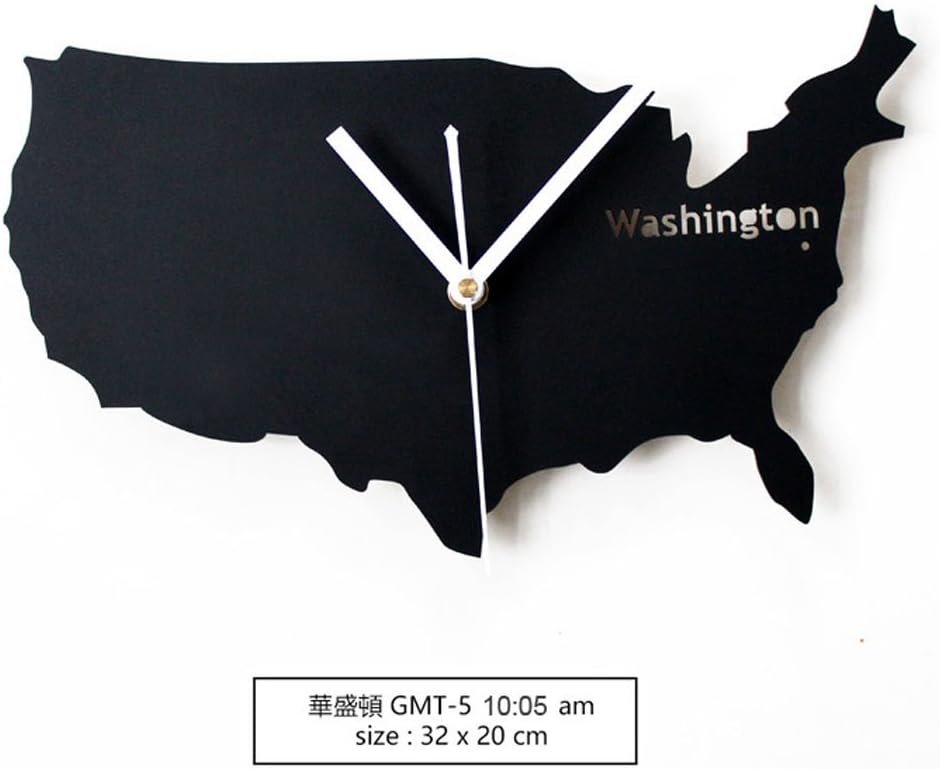 Nordic Modern Wall Clock Creative Arts World Map Watch Washington London Paris ,Washington