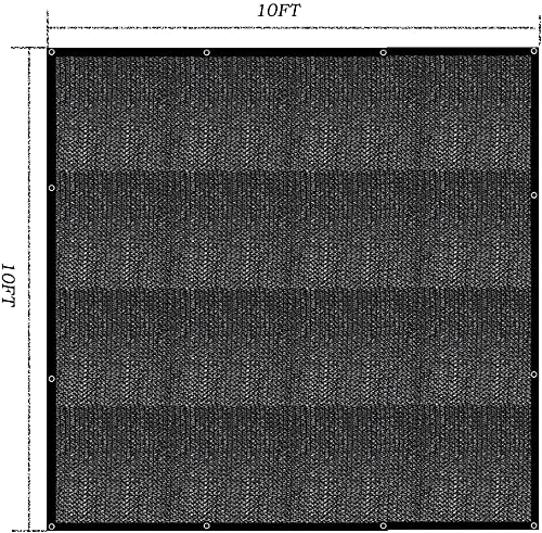 Joylifeboard 90% Sunblock Shade Cloth Net Black Shade Mesh Tarp with Grommets 10ft X 10ft UV Resistant Net Shade Fabric for Plants Garden Greenhouse or Swimming Pool,with 12pcs Ball Bungees,Black