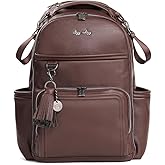 Itzy Ritzy Diaper Bag Backpack – Large Capacity Boss Plus Baby Backpack Diaper Bag Featuring 19 Pockets, Changing Pad, Stroller Clips, and Comfortable Straps (Espresso)