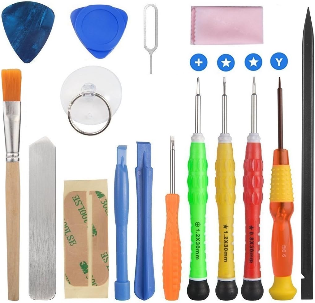 ELINKA 16 Pieces Cell Phone Repair Tool Kits Screwdriver Opening Pry Tools for iPhone 7/7 Plus/6Plus/6S/6/5S/5/5C/4S/4/SE, iPad Air/Air2/mini, iPod