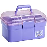 Kinsorcai 11'' Plastic Box Organizer with Removable Tray, Sewing Box Organizer (Purple)