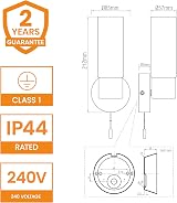 National Lighting Chrome E14 LED Bathroom Wall Light with Frosted Glass IP44 view 6