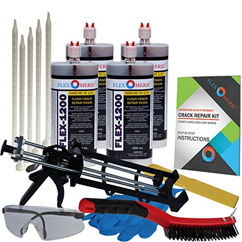 Click Here to See More Images Concrete Floor Crack Repair Kit - Ultra Low Viscosity Polymer - FLEXKIT-1200-40