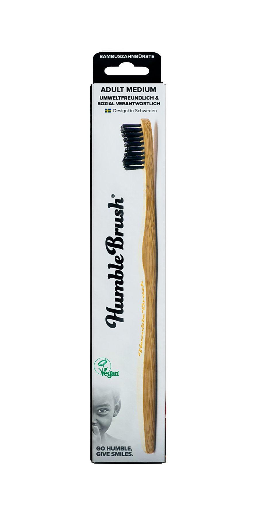 The Humble Co. Bamboo Toothbrush Black | Medium Bristles | Biodegradable, Eco-Friendly, Vegan for Your Everyday Oral Care, Dentist Approved (1 Pack)