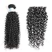 BLY 7A Mongolian Kinky Curly Human Hair 3 Bundles 10/12/14 Inch with 4x4 Lace Closure 10 Inch Unprocessed Hair Weave Weft for Black Women Natural Color