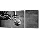 Apicoture Basketball Wall Art Black and White Basketball Wall Decor for Girls Boys Bedroom Home Office Room Wall Framed 12 x16 inch x 3pcs