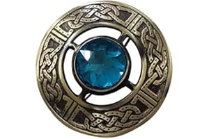 AAR Men's Kilt Brooch Pin Stones Scottish Fly Plaid Celtic Antique Plated Norse Vintage Jewelry