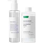 EQQUALBERRY Swimming Pool Toner & Daily Glow Gel Cleanser Set | Exfoliating Toner with Pretease for Sensitive Skin | Deep Hydrating & Moisturizing | Korean Skincare | EWG Green