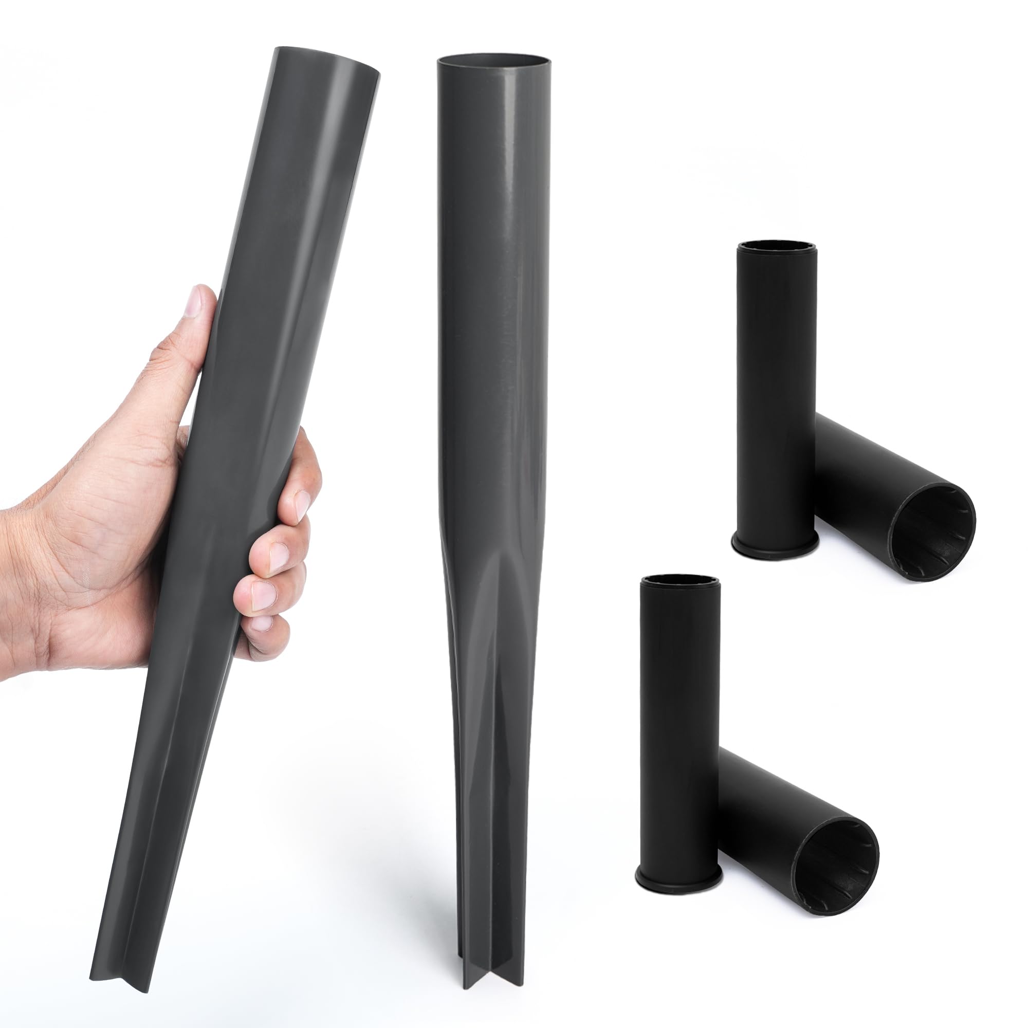 Pack of 2 Rotary Washing Line Spike - (32, 40, and 50mm) Heavy Duty Powder Coated Metal Ground Spike for Rotary Washing Line with Two Plastic Adapters, Rotary Airer Ground Spike for Parasol Pole