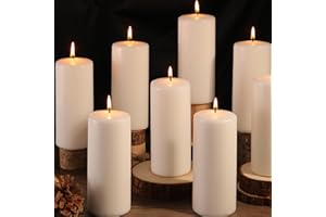 GINITIRI Pillar Candles,6 Count Unscented Pillar Candle,70 Hours Smokeless Pillars Candles Bulk,2.8"x6" Hand-Poured Candles Pillar for Emergency Home Decor Prayer Christmas Party,White