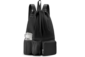 BAVELOE Swim Bag with Wet Pocket, Mesh Drawstring Backpack for Beach, Swimming, Snorkeling, Pool, Gym for Women Men