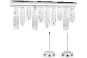 Henoyso 24 Inch Aluminum Slide Check Rack with Pen Slot and 2 Pcs Receipt Holder Spikes Desk Receipt Storage Restaurant Food Truck Ticket Holder Accessories Bill Order Display Rail for Kitchen Bar