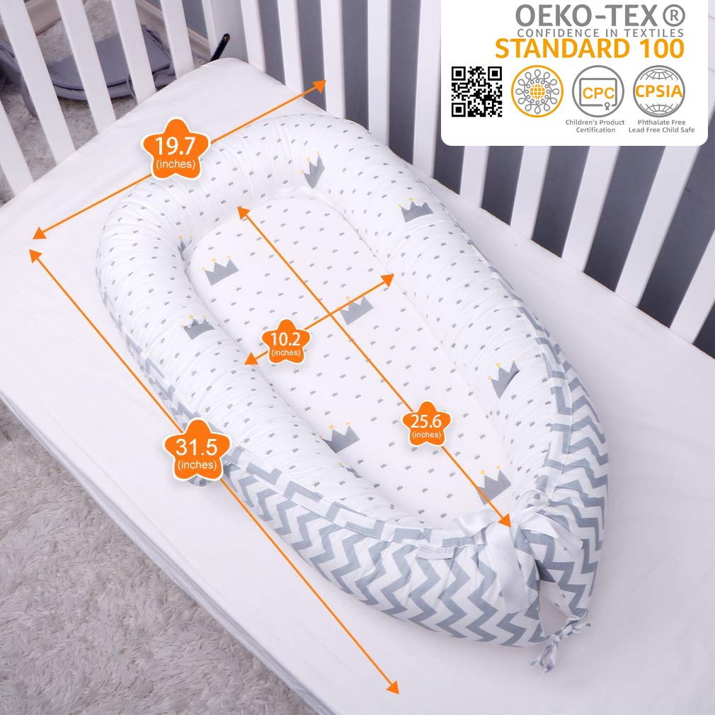Mamibaby Baby Lounger Baby Nest 100% Soft Breathable Cotton Newborn Lounger Perfect for Co Sleeping,Portable Crib Baby Bed Bassinet Snuggle Bed for Travel,Suitable for 0-12 Months Infant: Baby