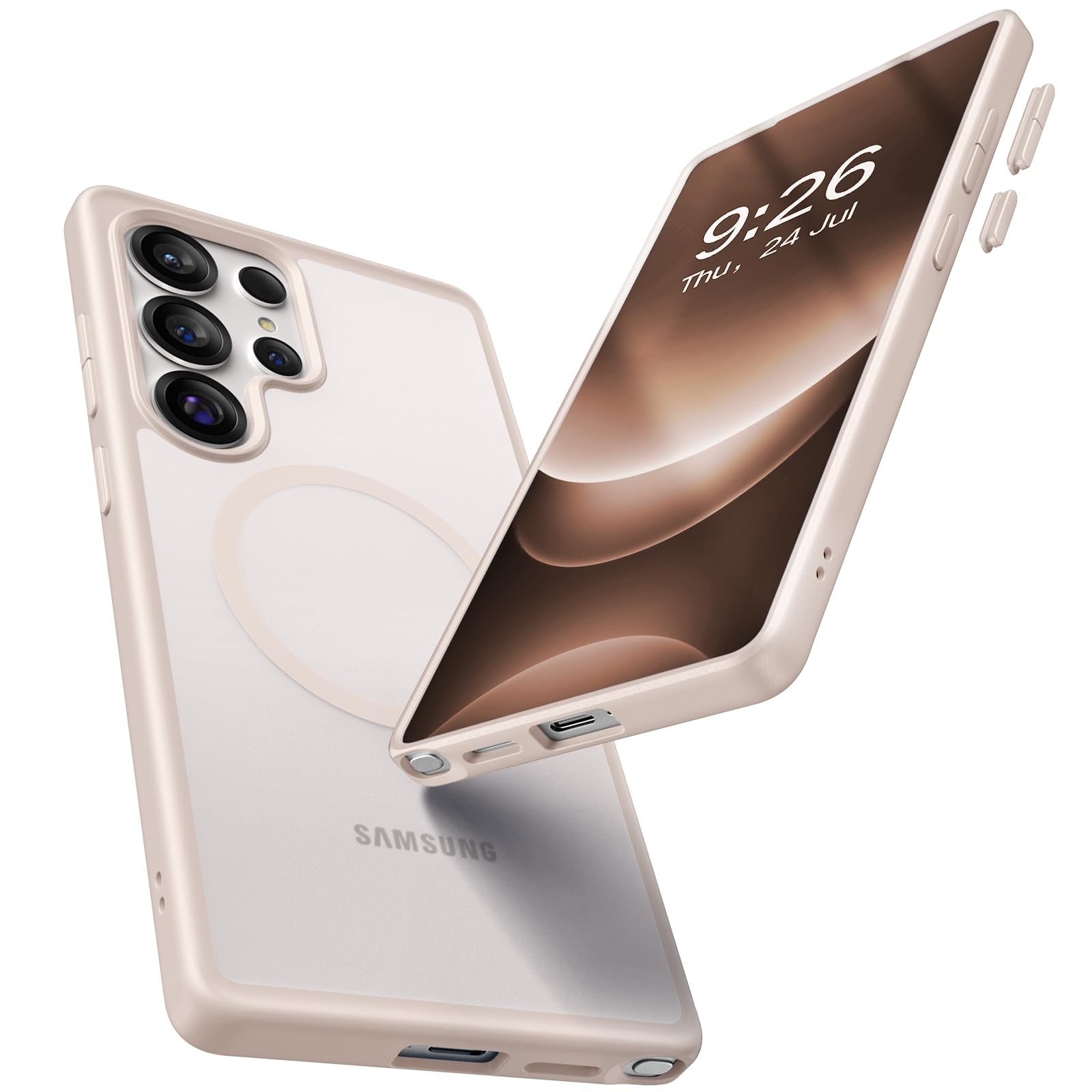 Photo 1 of Maledan Magnetic Case for Samsung Galaxy S25 Ultra [Stain-Resistant] [Military-Grade Protection] [Compatible with Mag Safe] [Anti-Yellowing] - S25 Ultra Case Bumper Cover, Stain Guard Titanium Champagne