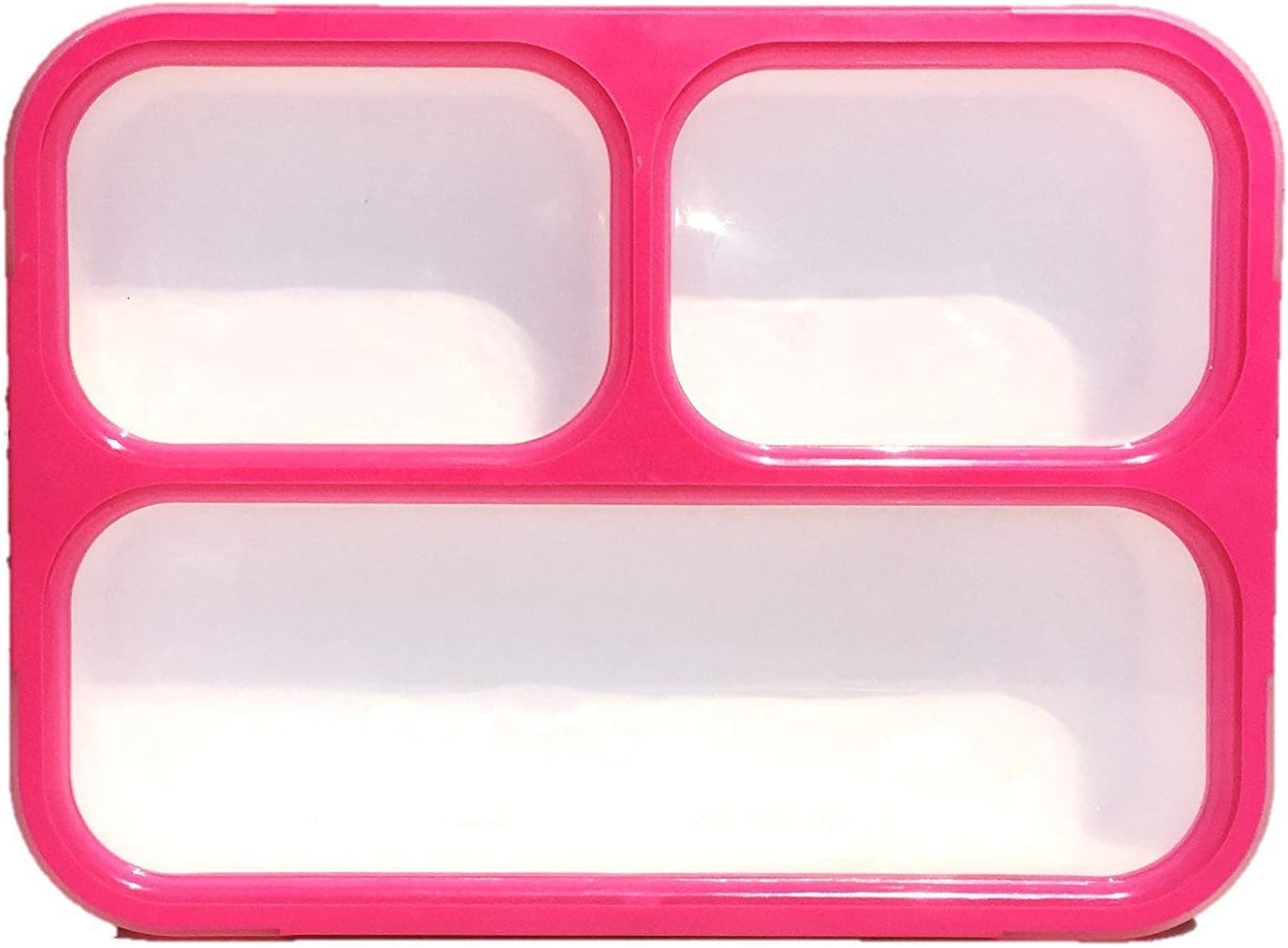 Tedemel Lunch Box Bento Box - Plastic Fashion Rectangle Grid Lea-Proof Food Container for Adults & Kids, 1000 ml, (Pink) 3 comp