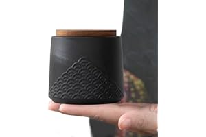 NS Online Black Small Urn Ashes Keepsake - 4.3 inches Ceramic Sharing Sea Wave Decorative Urns, Capacity 30 Cubic inches Memorial Funeral urn for Human, Pets - Qnty 1