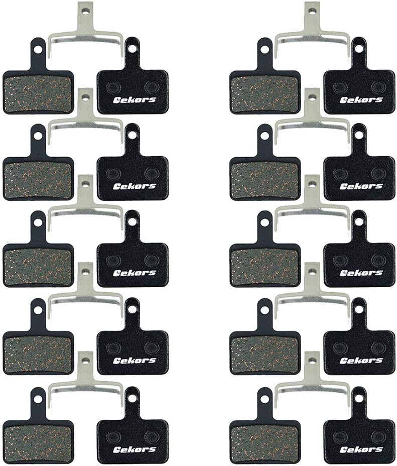 Quiet Semi-Metallic Bicycle Brake Pads - Compatible with Shimano Deore/MT200 & Tektro - Durable, Low Noise, All Weather & Heat Resistant for MTB/Ebike (10 Pairs with Split Pins)