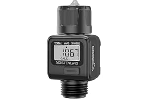 Water Flow Meter, Flow Meter with Gallons and Liters, Calculate Water Consumption, High Accuracy and IP6X Waterproof, for Gar