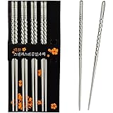 Rbenxia Metal Steel Chopstick Stainless Steel Spiral Chopsticks 8.8 Inches Long Lightweight Chopstick Set Reusable Classic St