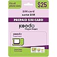 Koodo Mobile 4G LTE Prepaid 25$ SIM Card Starter Kit - Unlimited Talk Canada + 10 GB (4G Network) | 1 Month Prepaid Service I