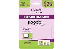 Koodo Mobile Kit de démarrage de carte SIM prépayée 4G LTE 25 $ – Unlimited Talk Canada + 20 Go (réseau 4G) | Service prépayé