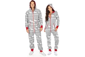 Tipsy Elves Christmas Onesies for Adults - Comfy Unisex Matching Holiday Jumpsuits with Convenient Pockets