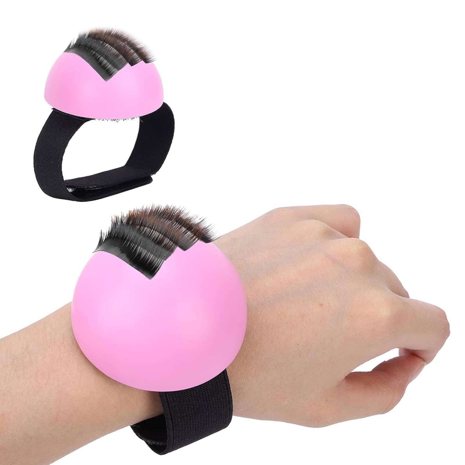 Agatige False Eyelash Extension Tools, Eyelash Tool with Wrist Band, Plastic, Pink, Includes Eyelash Root Divider & Wrist Band