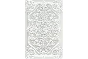 CORENEST Standard Single Gang Decorative Switch Plate White 3D Floral Relief Design 1 Gang No Device Light Switch Cover Plate