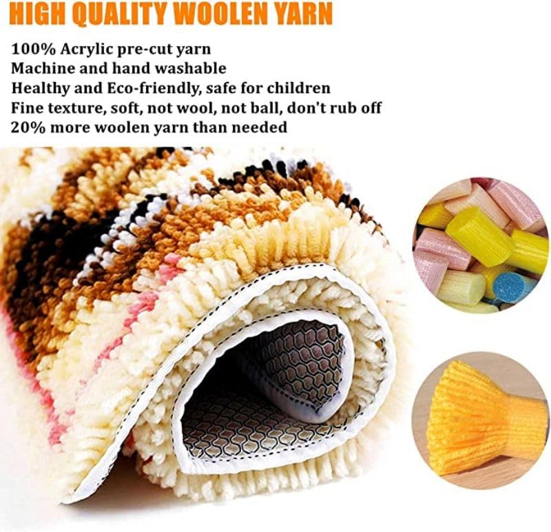 Koala Bear Latch Hook Pillow Making Kits Cover for DIY Cushion Cross Stitch Latch Hook Pillowcase Rug Kits with Preprinted Canvas Crochet Yarn Kits Needlework Crafts 17'' X 17''