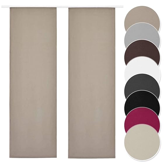 Melody Schiebevorhang 2er Set Hellbraun Blickdicht Raumtrenner mit Klettband Paneelwagen 60x245cm einfarbig #9018