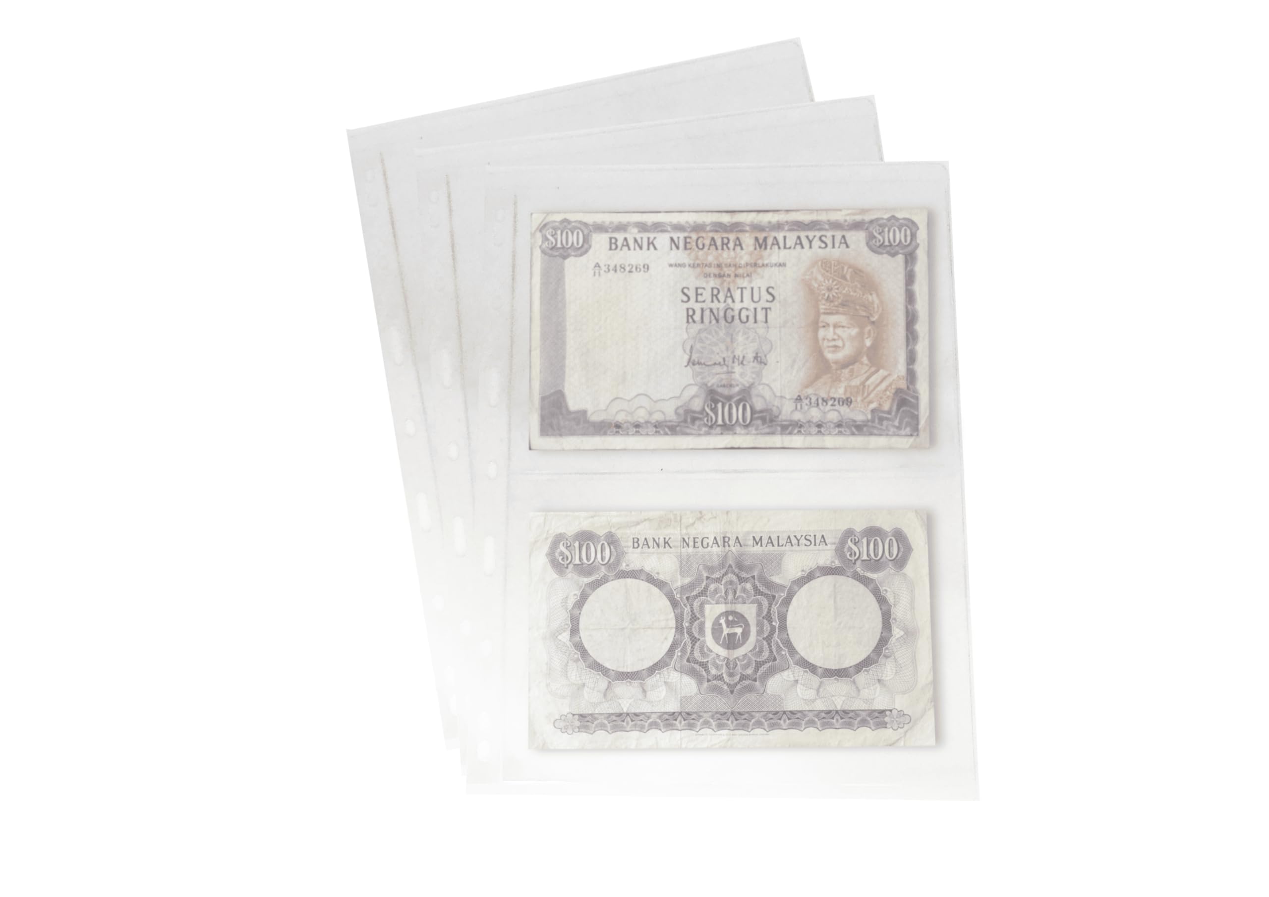 PCCB MINGT 10Pcs Standard 9-Hole Transparent Single-Sided Album Inner Sheets Stamp Banknote Collection Album Inserts Pages For Coin Collecting And Supplies (2 Pockets)