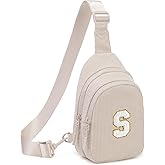 Viverte Small Corduroy Sling Bag Initial Crossbody Bag Fanny Pack for Girls Personalized Birthday Gifts for Teen Girls Gifts