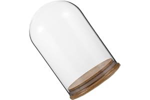 NULYLU Glass Cloche Dome Display Case with Base, 10x15cm Dustproof Glass Bell Jar for DIY Flowers
