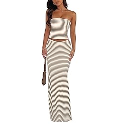 Goafuliy Womens Two Piece Summer Beach Set Striped