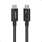 Anker Prime Thunderbolt 5 Cable, 1.7 FT USB C to USB C Cable, 240W Charging, 80Gbps Data Transfer, Up to 120Gbps Bandwidth, 8K/4K Displays, for iPhone 16, MacBook, and More (Thunderbolt 5-Certified)