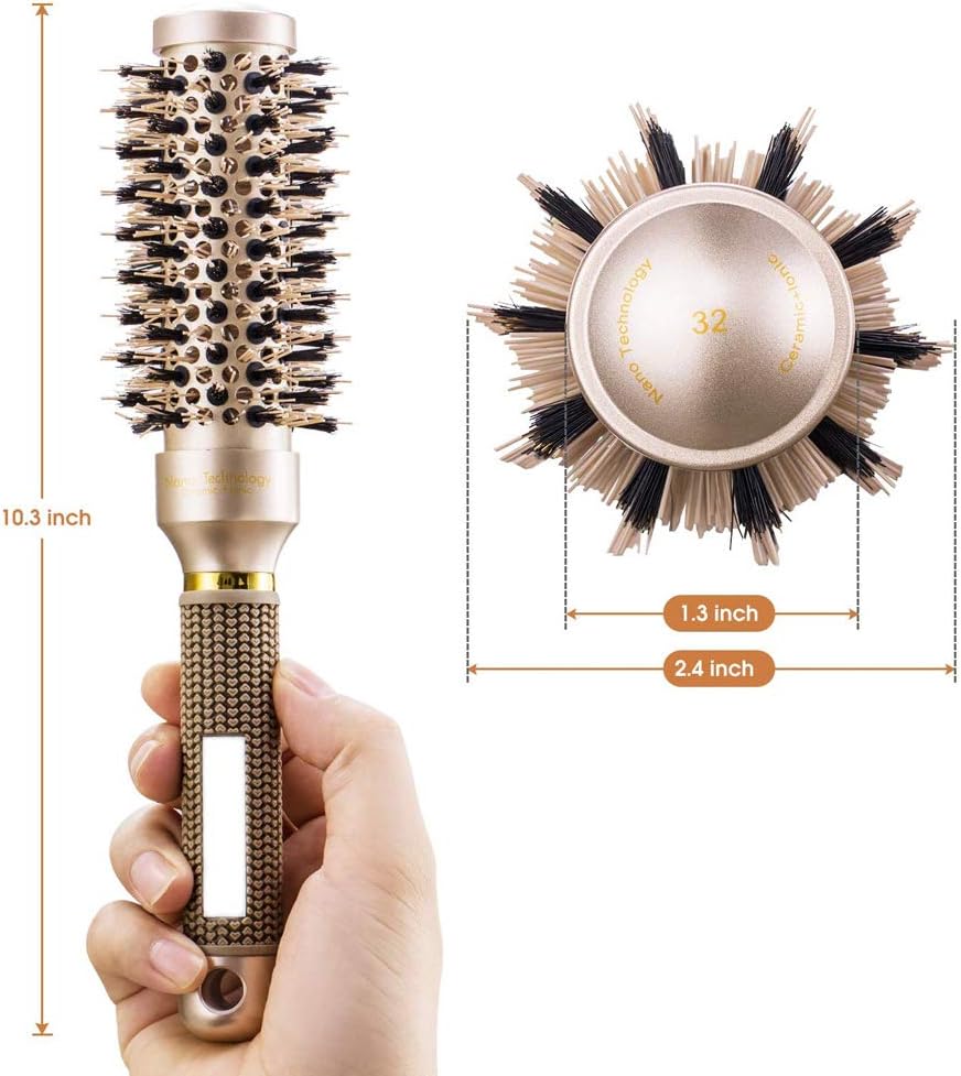 TEEROVA Ceramic & Ionic Round Barrel Hair Brush with Boar Bristle - Image 4