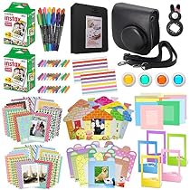 Xpix 135Pc. Fujifilm Instax Mini 8/8+ (Black) Accessory Kit &ndash; includes 40 Instax Film, Case, Album, selfie mirror, 4 colored close up filters, 40 film frames, 12 color markers & Complete Bundle