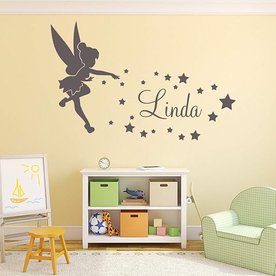 LOIUYT Hada ángel nombre personalizado vinilo impermeable pared