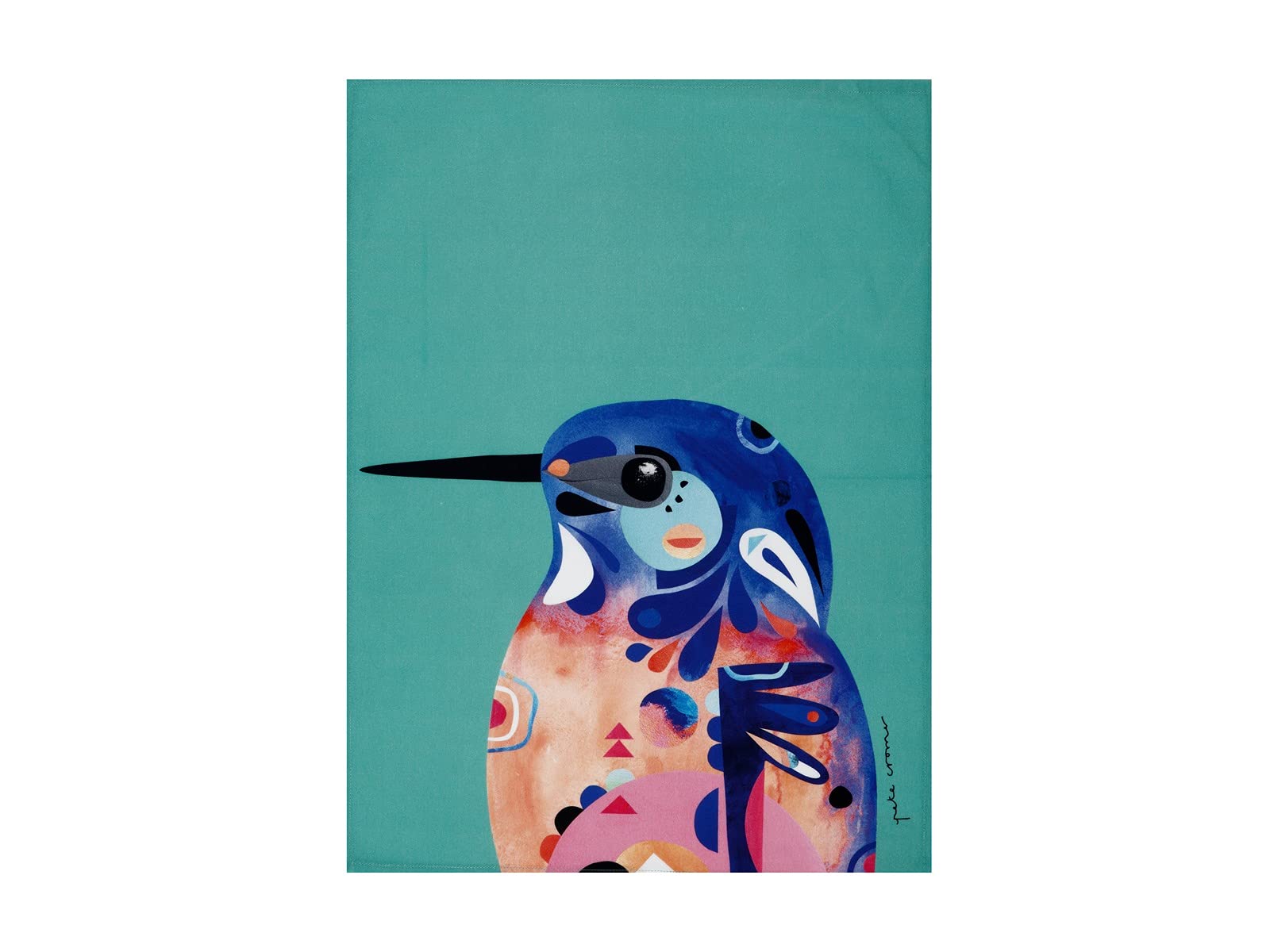 Maxwell & Williams Pete Cromer Bird Tea Towel, Azure Kingfisher Print, 1% Cotton, 7 x 5 cm โ image 1